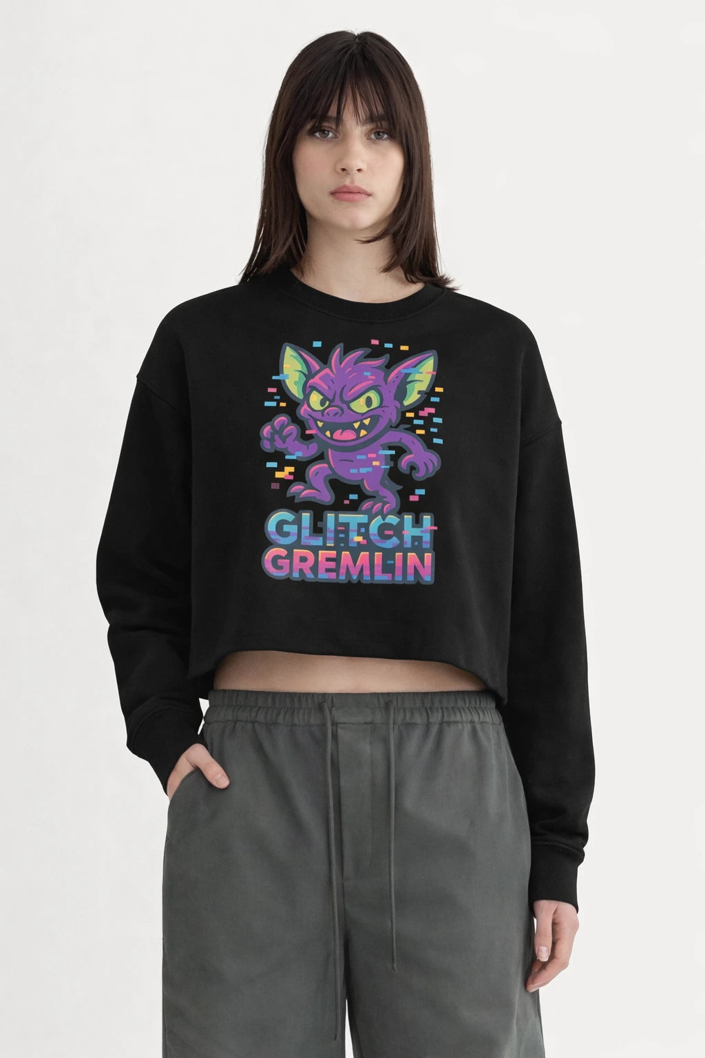 Glitch Gremlin Crop Sweatshirt